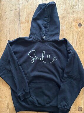 Black Hooded "Smile" Sweatshirt Size L